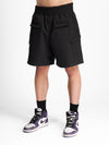 Diagonal Cargo Shorts – Black